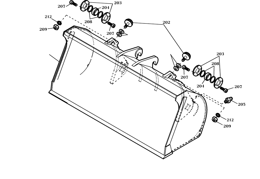 Схема запчастей Case 321D - (64.210[001]) - LIGHT GOODS BUCKET INSTALLATION 1200 L (OPTION) (S/N 591052-UP) No Description