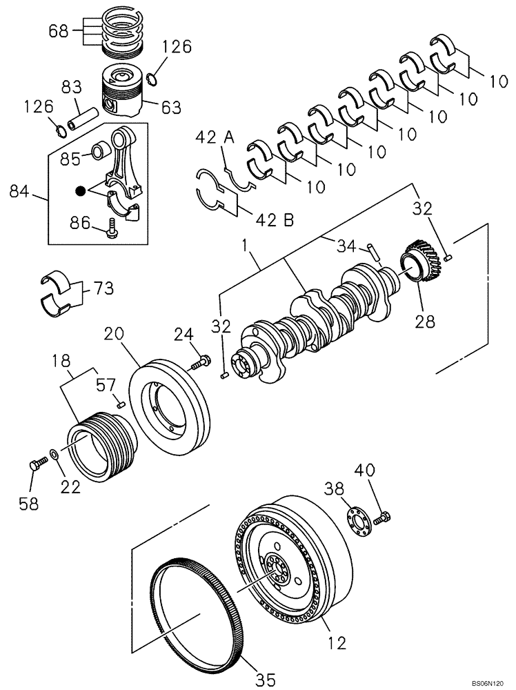Схема запчастей Case CX290B - (02-15) - PISTONS AND CRANKSHAFT (02) - ENGINE