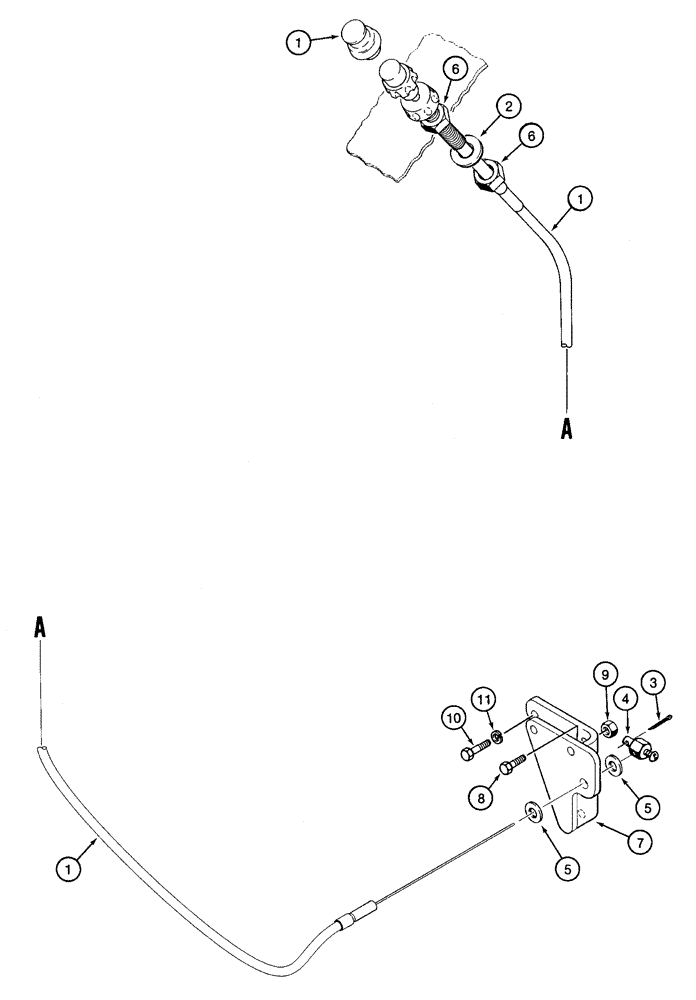 Схема запчастей Case 460 - (3-06) - THROTTLE CONTROL CABLE AND MOUNTING (03) - FUEL SYSTEM