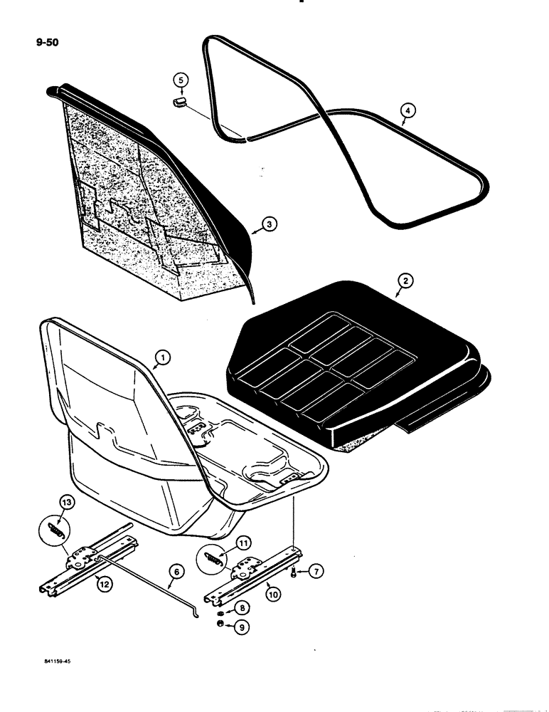 Схема запчастей Case 621 - (9-050) - STANDARD SEAT (09) - CHASSIS/ATTACHMENTS