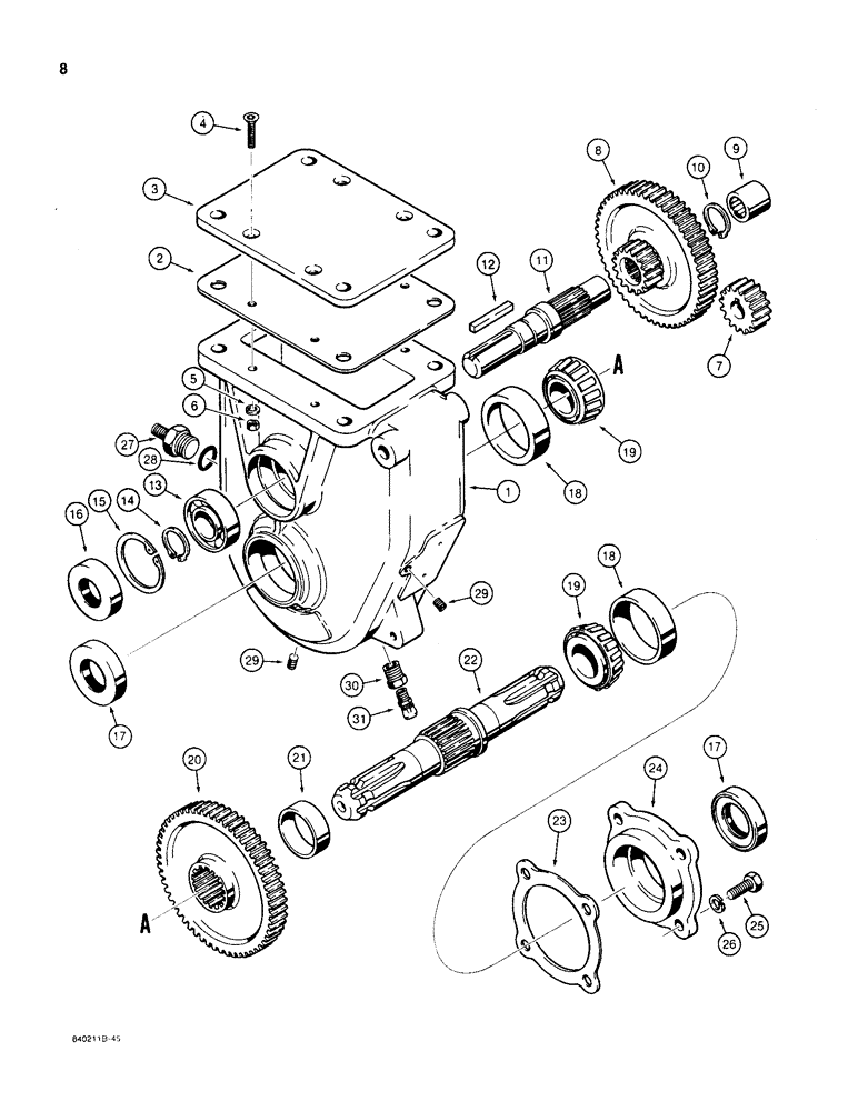 Схема запчастей Case CASE - (08) - H666875 GEARBOX 