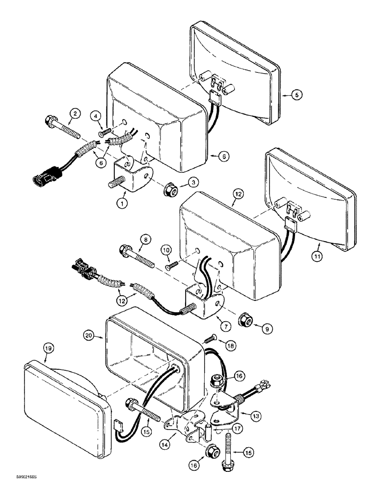 Схема запчастей Case 621B - (4-48) - LAMPS, FRONT AND REAR (04) - ELECTRICAL SYSTEMS