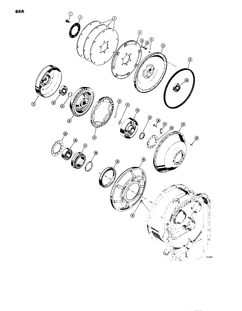 Схема запчастей Case W14 - (065A) - L55662 TRANSMISSION, (FRONT COVER, INPUT SHAFT AND TORQUE CONVERTER) TRANS. S/N 51482 AND AFTER (06) - POWER TRAIN