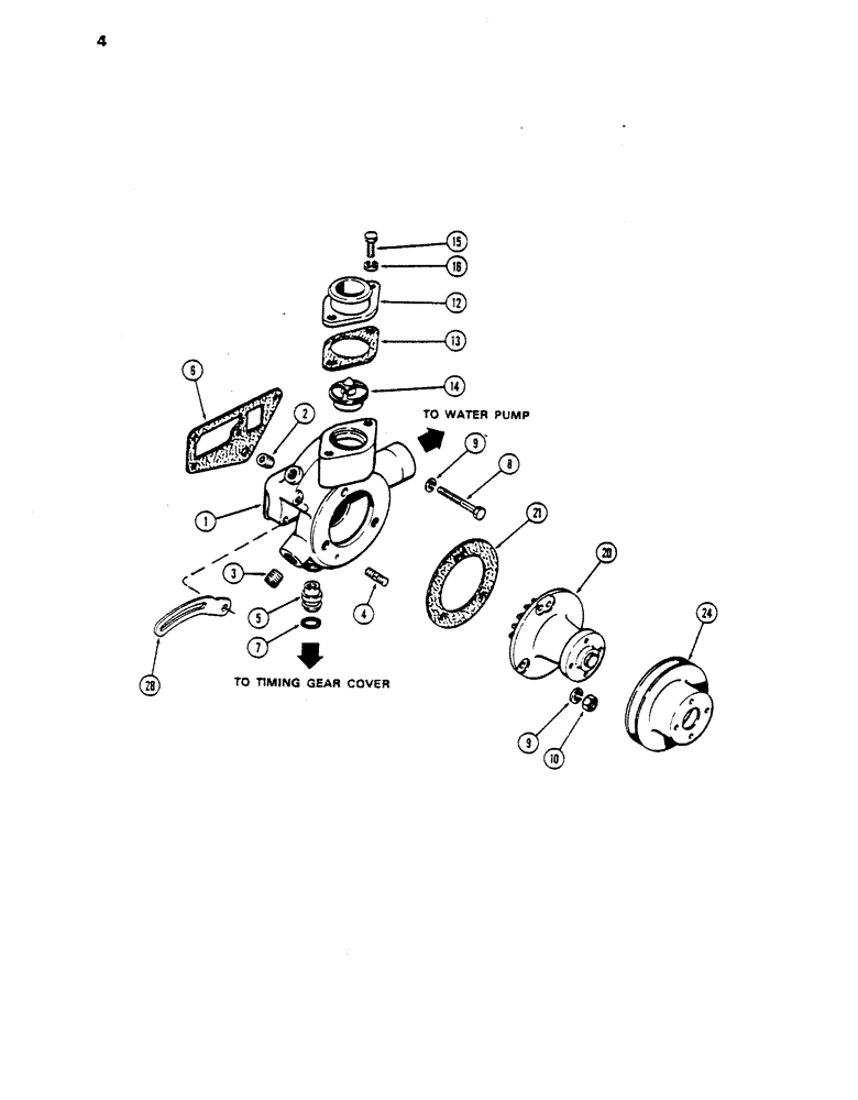 Схема запчастей Case DH5 - (04) - WATER PUMP (10) - ENGINE
