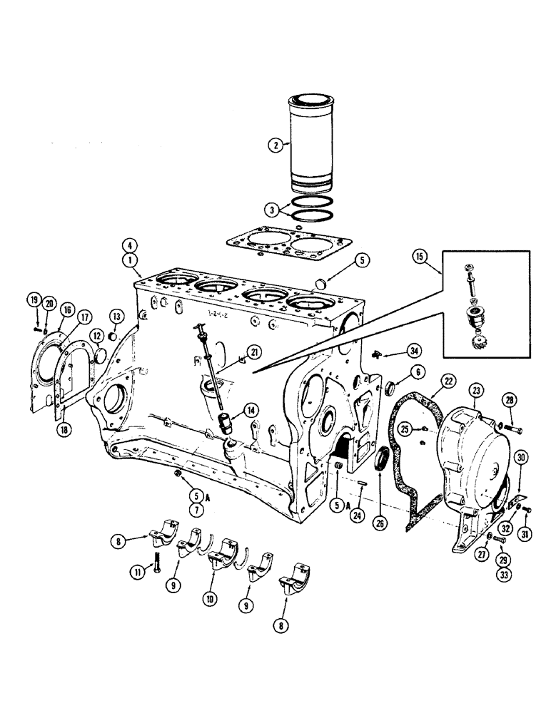 Схема запчастей Case W9A - (012) - CYLINDER BLOCK ASSEMBLY, DIESEL (02) - ENGINE