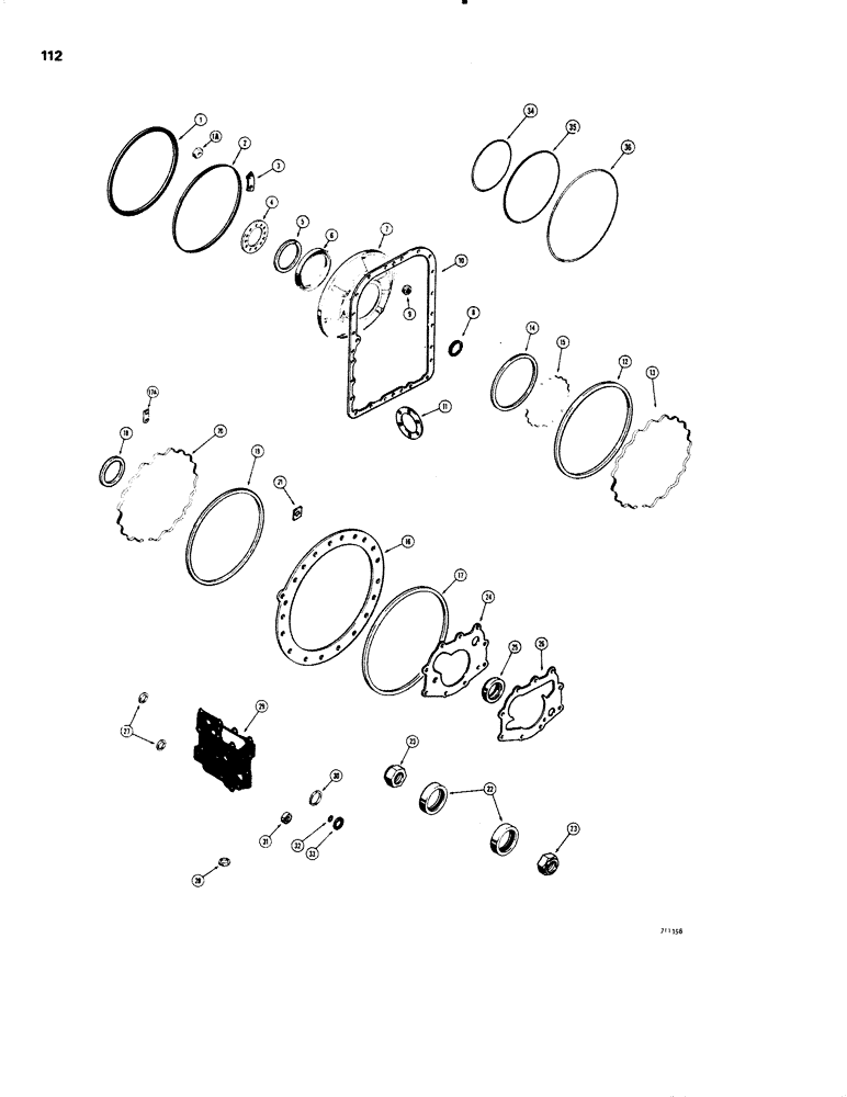 Схема запчастей Case W20 - (112) - TRANSMISSION OVERHAUL GASKET KIT (06) - POWER TRAIN