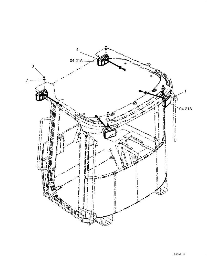 Схема запчастей Case 521E - (04-21) - CAB/CANOPY - WORK LAMPS (04) - ELECTRICAL SYSTEMS