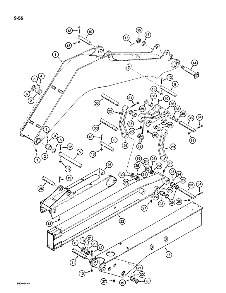 Схема запчастей Case 1085C - (9-056) - EXCAVATING BOOM AND ARM, WITH EXTENDAHOE (09) - CHASSIS/ATTACHMENTS
