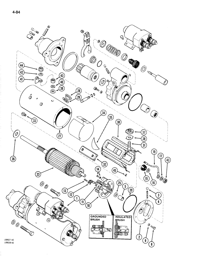 Схема запчастей Case 1187B - (4-084) - R45988 STARTER (04) - ELECTRICAL SYSTEMS