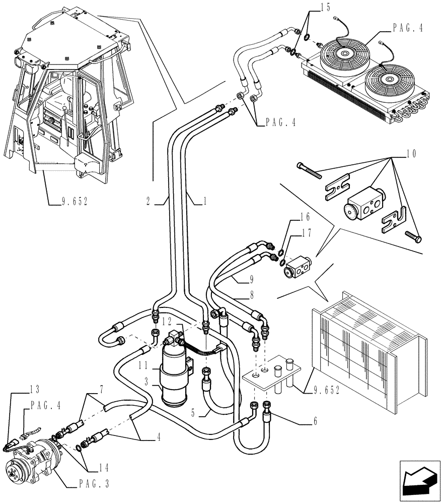 Схема запчастей Case 1850K - (9.654[05]) - ROPS CAB WITH CONDITIONER - OPTIONAL CODE 784110131 (19) - OPTIONS