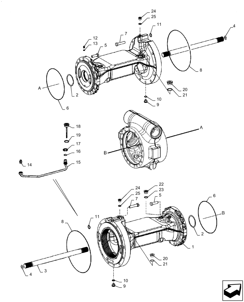 Схема запчастей Case 721F - (27.100.AB[01]) - REAR AXLE HOUSING (27) - REAR AXLE SYSTEM