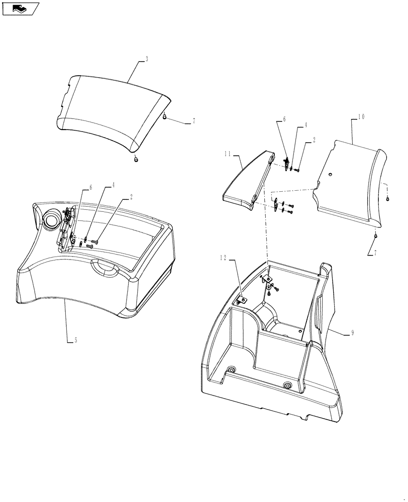 Схема запчастей Case 921F - (90.160.04) - CAB, STORAGE COMPARTMENTS (90) - PLATFORM, CAB, BODYWORK AND DECALS