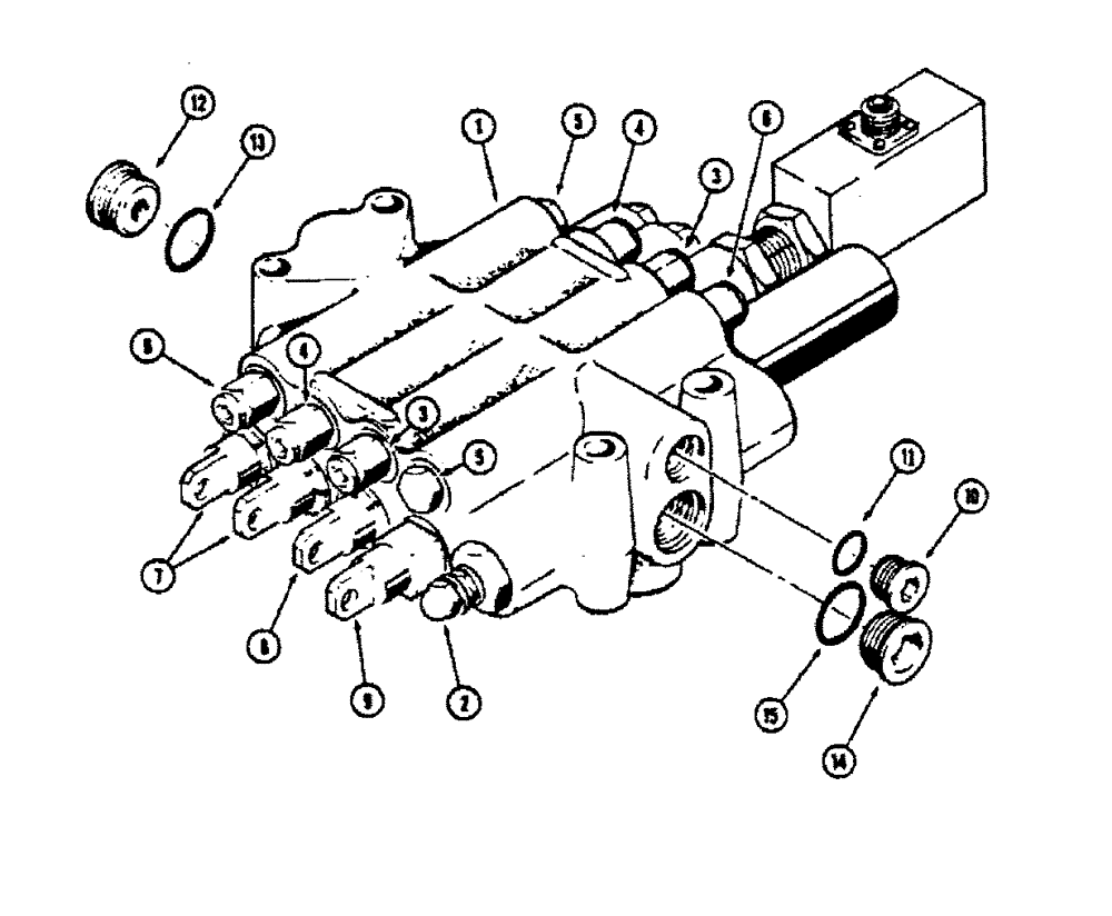 Схема запчастей Case 450 - (232) - R29818 LOADER CONTROL VALVE (4 SPOOL), USED ON MODELS W/RETURN-TO-DIG FEATURE & LOGGING ATTACHMENT (07) - HYDRAULIC SYSTEM