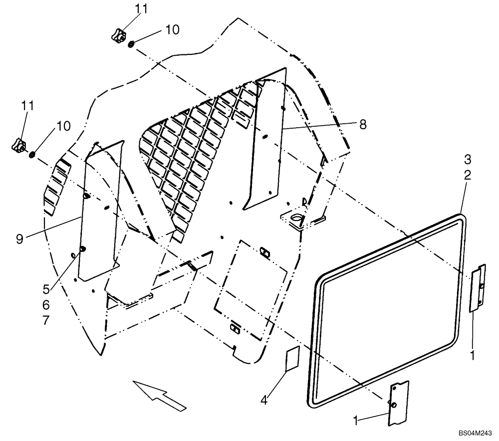 Схема запчастей Case 420CT - (09-27) - REAR WINDOW (09) - CHASSIS