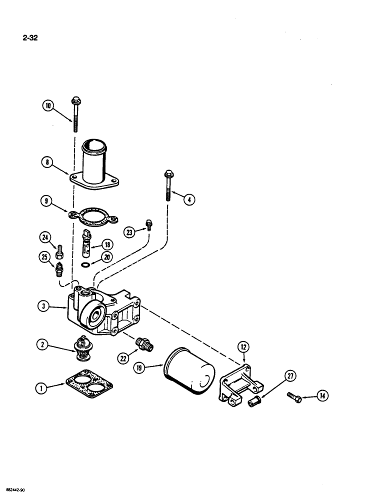 Схема запчастей Case W36 - (2-32) - THERMOSTAT HOUSING, 6TA-830 ENGINE (02) - ENGINE