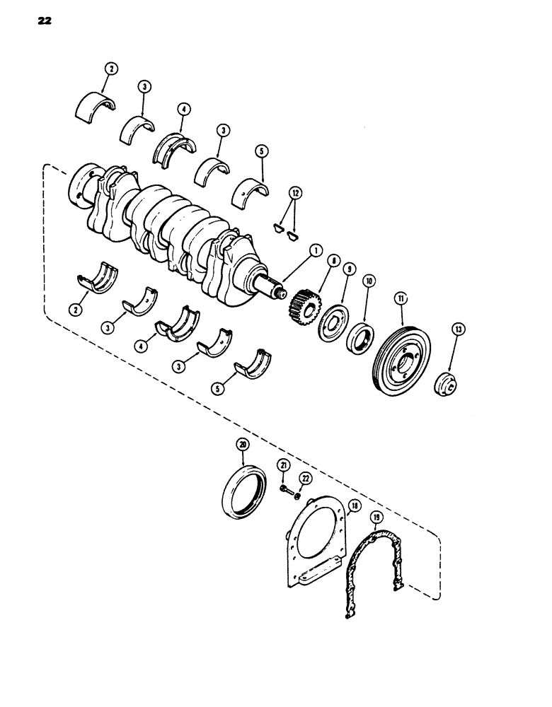 Схема запчастей Case 450 - (022) - CRANKSHAFT, 207 DIESEL ENGINE (01) - ENGINE