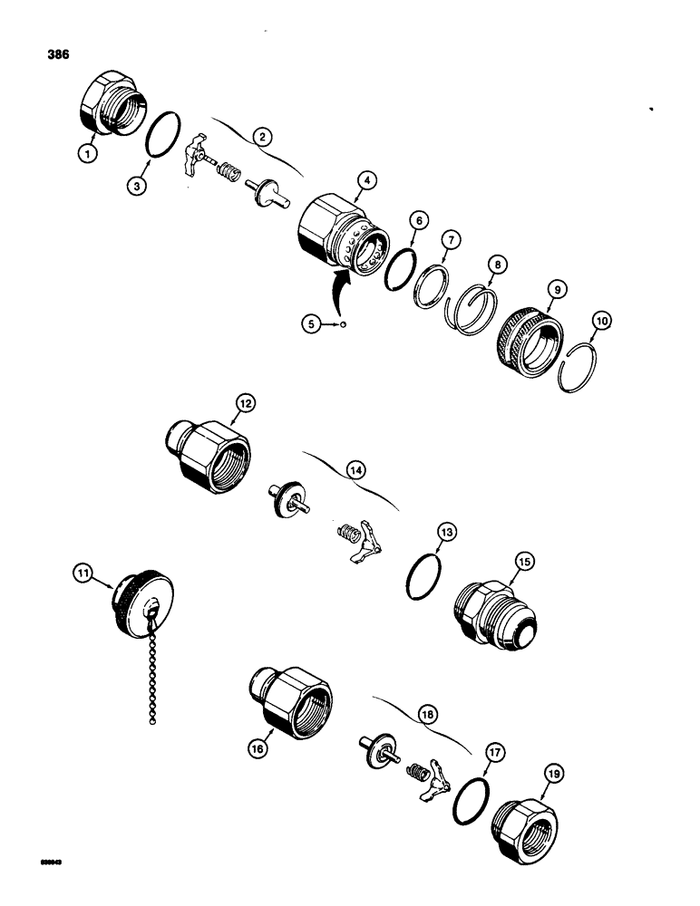Схема запчастей Case 580SD - (386) - HYDRAULIC QUICK DISCONNECT COUPLINGS (08) - HYDRAULICS
