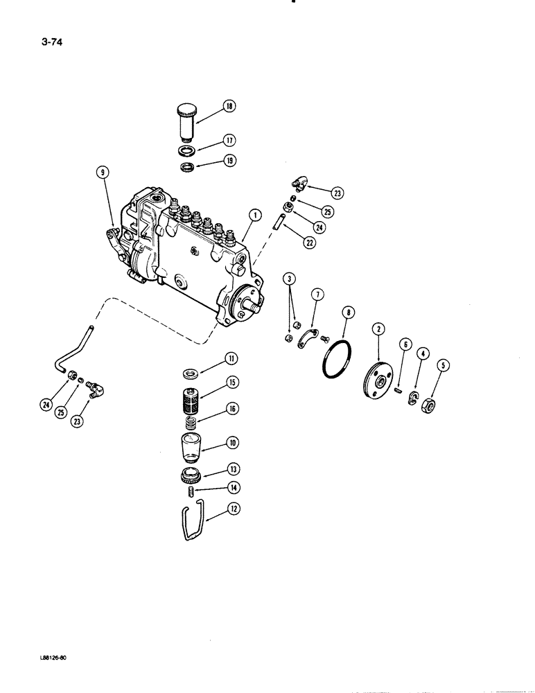 Схема запчастей Case 1455B - (3-74) - FUEL INJECTION PUMP, 504BDT DIESEL ENGINE (03) - FUEL SYSTEM