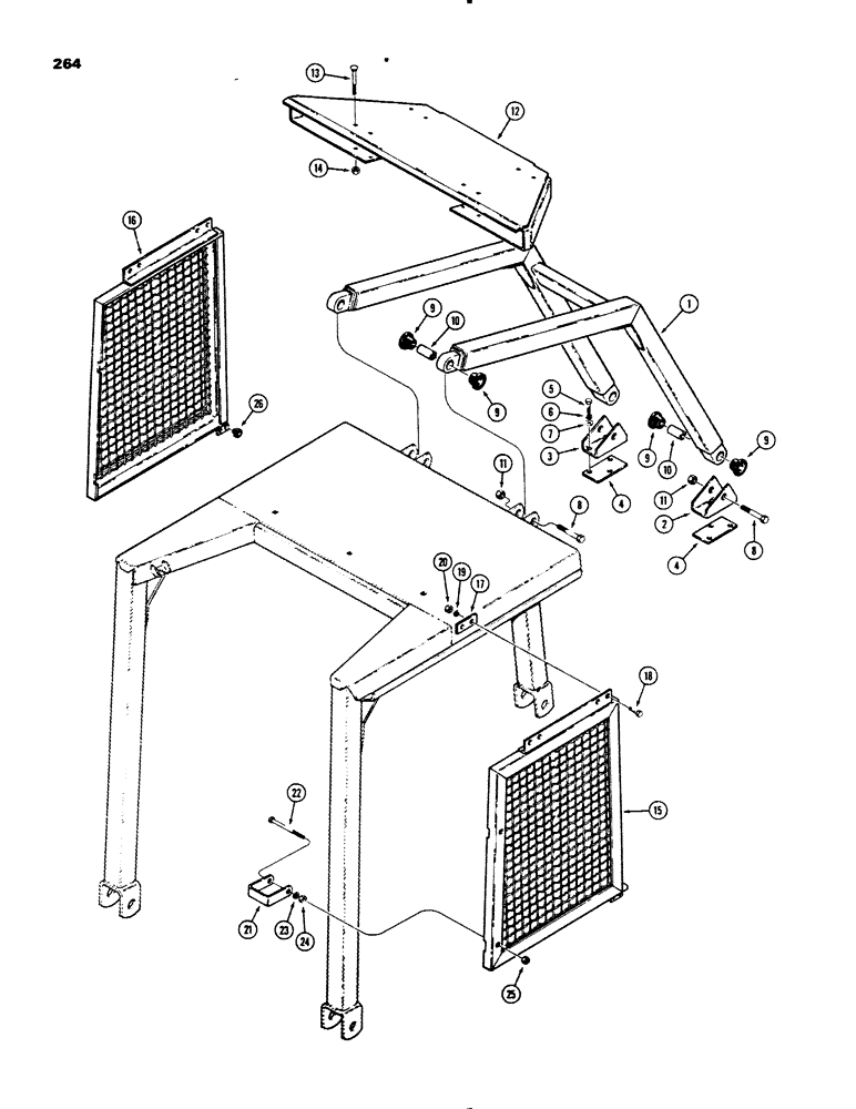 Схема запчастей Case 450B - (264) - BRUSH SWEEPS, SIDE SCREENS AND CANOPY EXTENSION (05) - UPPERSTRUCTURE CHASSIS
