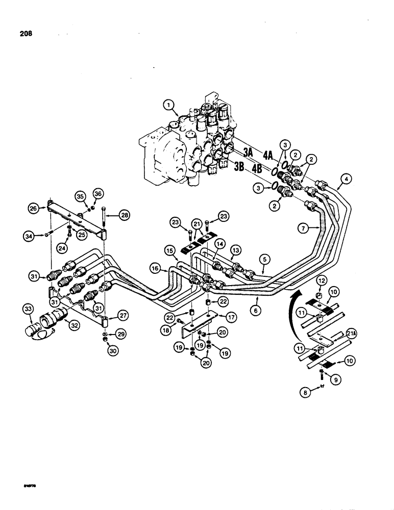Схема запчастей Case 850C - (208) - DUAL PULL BEHIND HYDRAULIC CIRCUIT (07) - HYDRAULIC SYSTEM