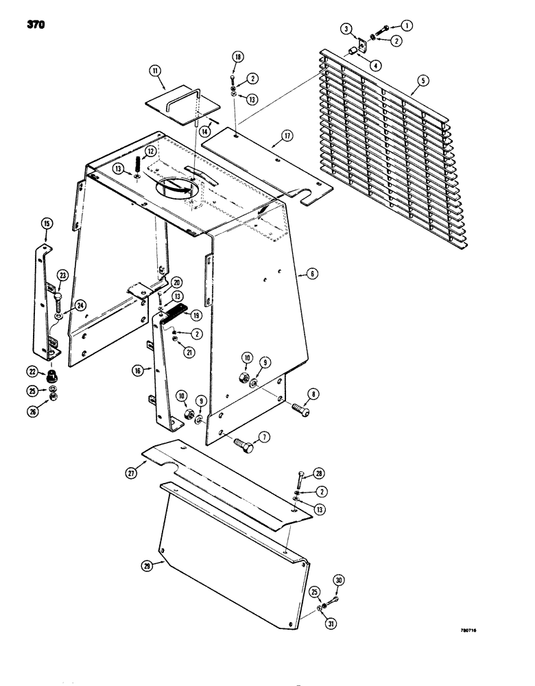 Схема запчастей Case 680G - (370) - RADIATOR FRAME AND GRILLE (09) - CHASSIS/ATTACHMENTS