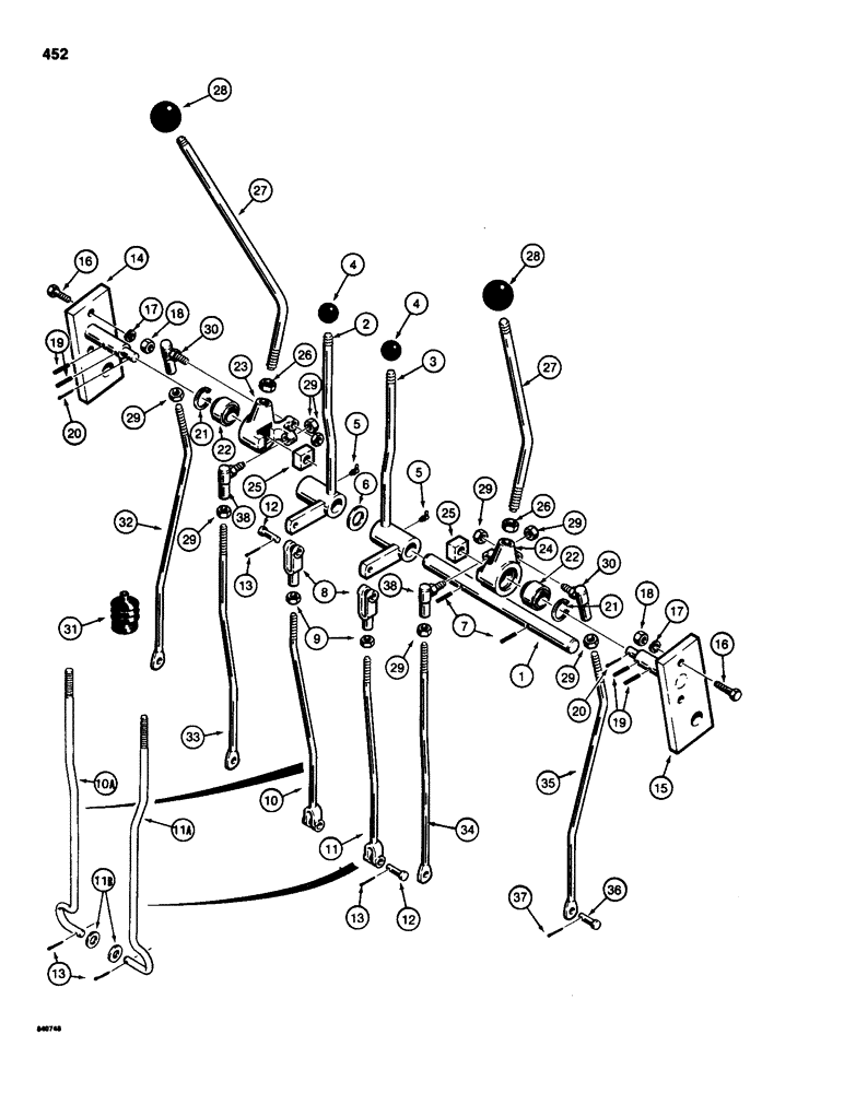 Схема запчастей Case 580SD - (452) - BACKHOE CONTROLS WITH HAND SWING (09) - CHASSIS/ATTACHMENTS