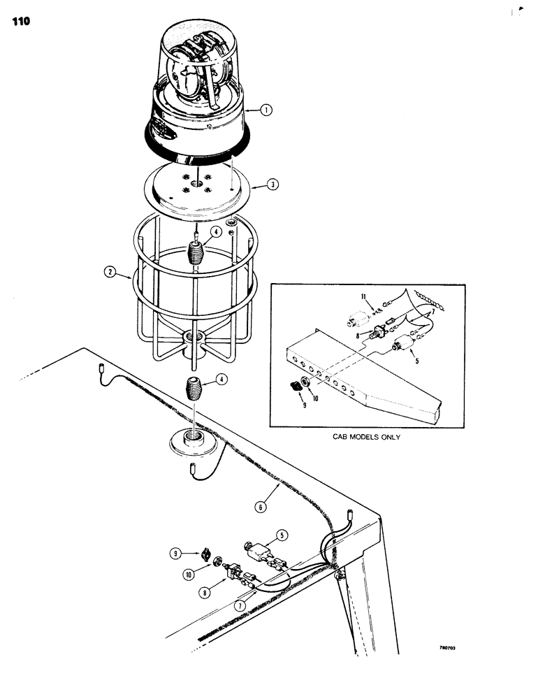 Схема запчастей Case 680G - (110) - ROTATING BEACON - CAB AND CANOPY (04) - ELECTRICAL SYSTEMS