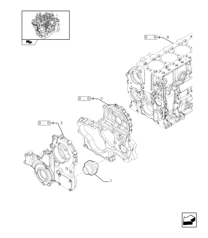 Схема запчастей Case 321E - (0.35.0) - POWER TAKE OFF (01) - ENGINE