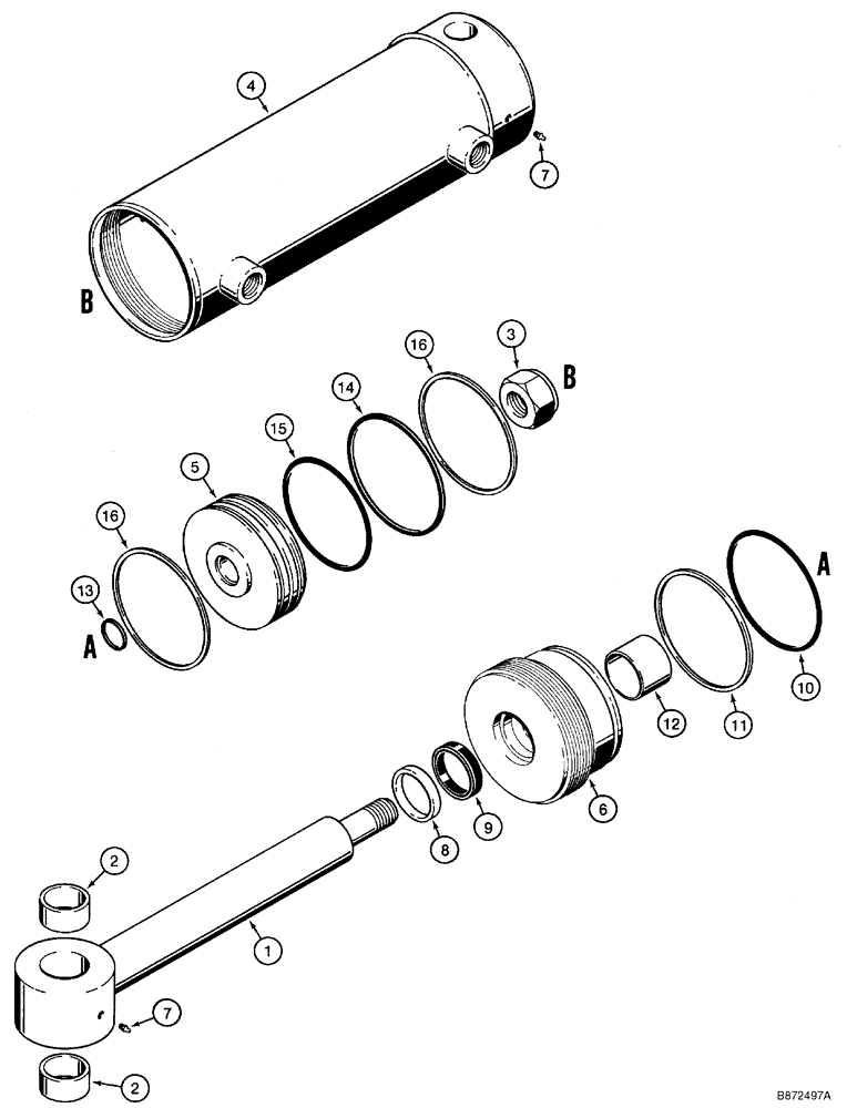 Схема запчастей Case 960 - (08-54) - CYLINDER ASSY PLOW SWING (08) - HYDRAULICS