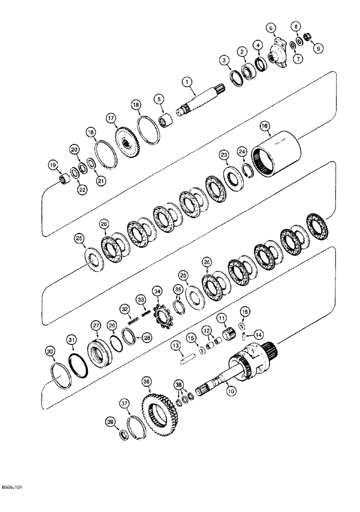Схема запчастей Case 1150G - (6-014) - TRANSMISSION ASSEMBLY (03) - TRANSMISSION