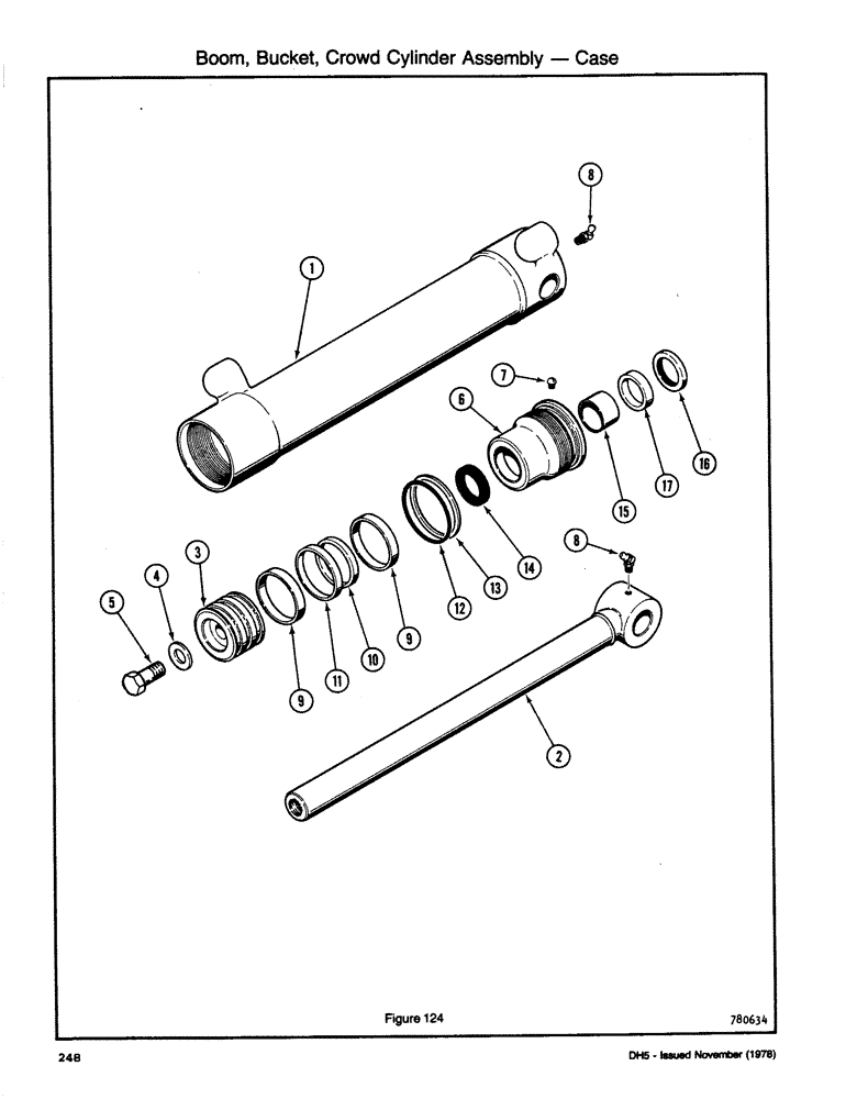 Схема запчастей Case DH5 - (248) - BOOM, BUCKET, CROWD CYLINDER ASSEMBLY - CASE (35) - HYDRAULIC SYSTEMS