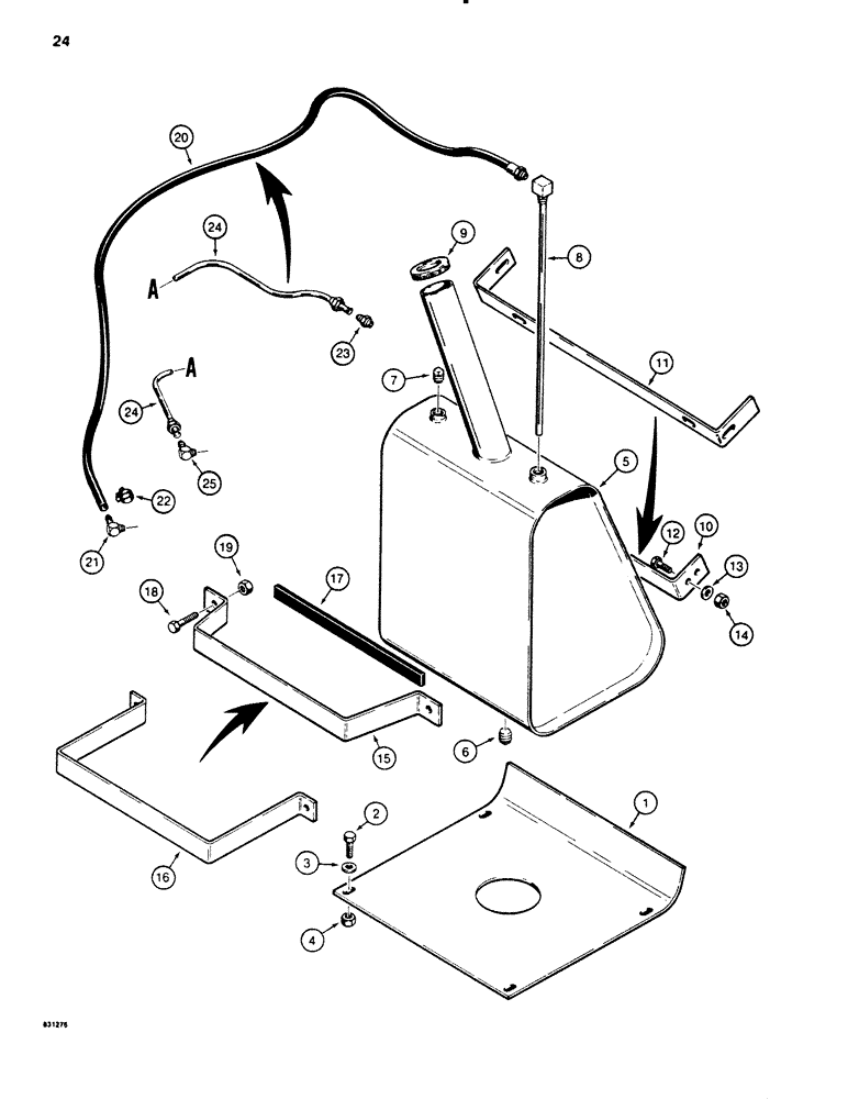 Схема запчастей Case P60 - (024) - FUEL TANK AND FUEL LINES, WISCONSIN GAS ENGINES (10) - ENGINE