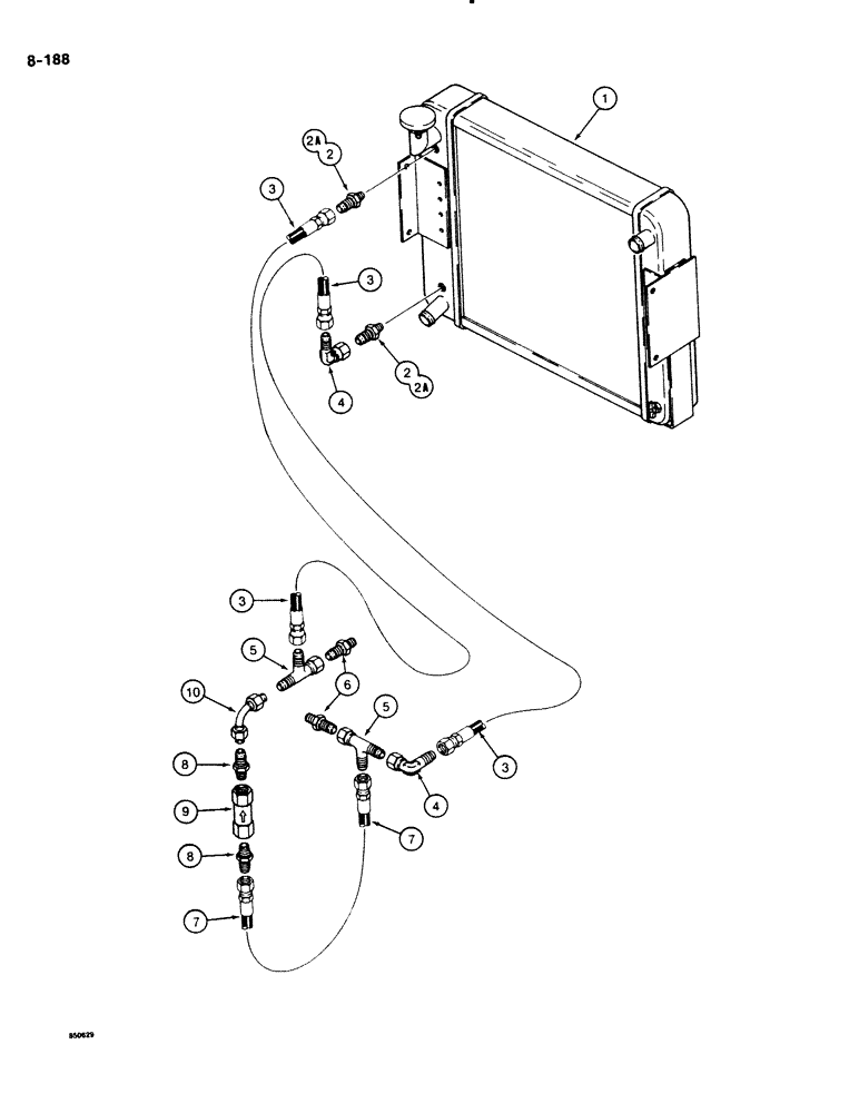 Схема запчастей Case DH4B - (8-188) - ENGINE OIL COOLER HYDRAULIC CIRCUIT (08) - HYDRAULICS