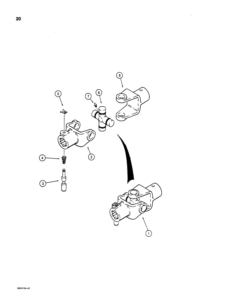 Схема запчастей Case CASE - (20) - ATTACHMENT UNIVERSAL JOINT 