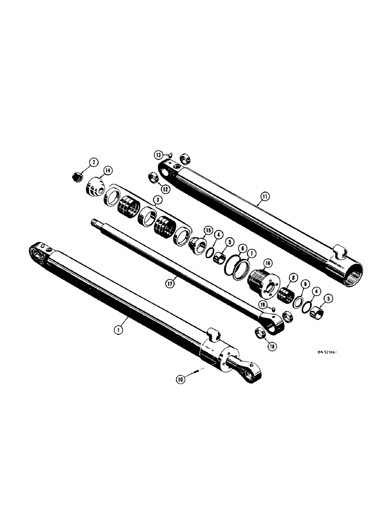Схема запчастей Case 32 - (42[1]) - D27752 BACKHOE CROWD CYLINDER 