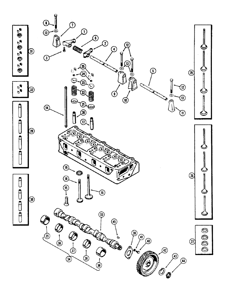 Схема запчастей Case 500 - (013A) - VALVE MECHANISM AND CAMSHAFT, (188) DIESEL ENGINE (01) - ENGINE