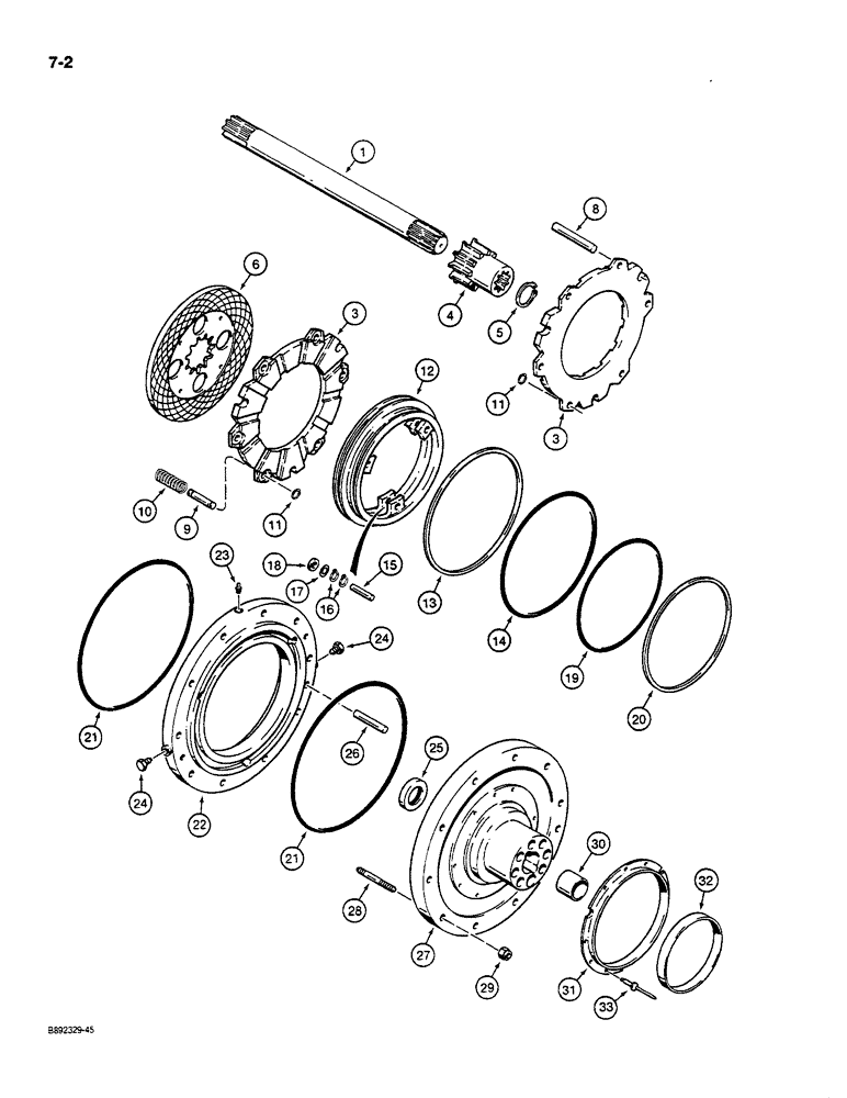 Схема запчастей Case W14C - (7-02) - FRONT AND REAR AXLE, BRAKES (07) - BRAKES