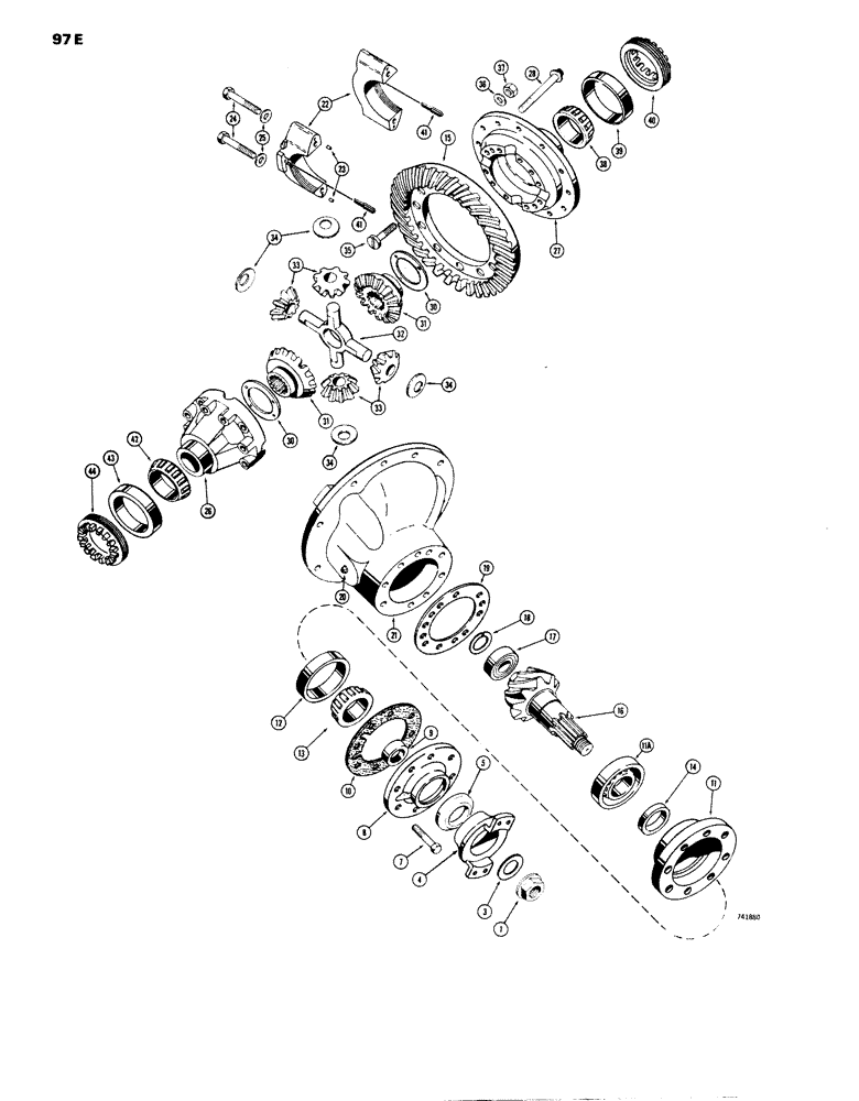 Схема запчастей Case W14 - (097E) - L72033 AND *L72034 AXLE DIFFERENTIAL (06) - POWER TRAIN