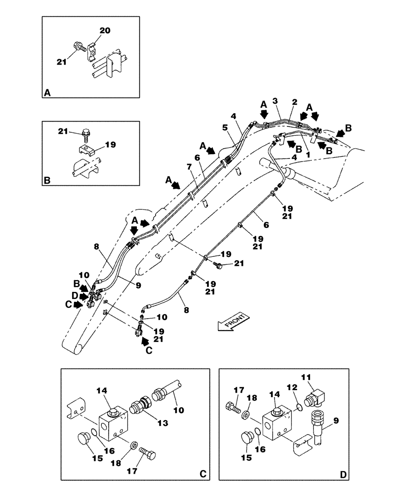 Схема запчастей Case CX350 - (08-071-05[01]) - HYDRAULIC CIRCUIT, SMALL FLOW - DIPPER (2.20 M) (08) - HYDRAULICS