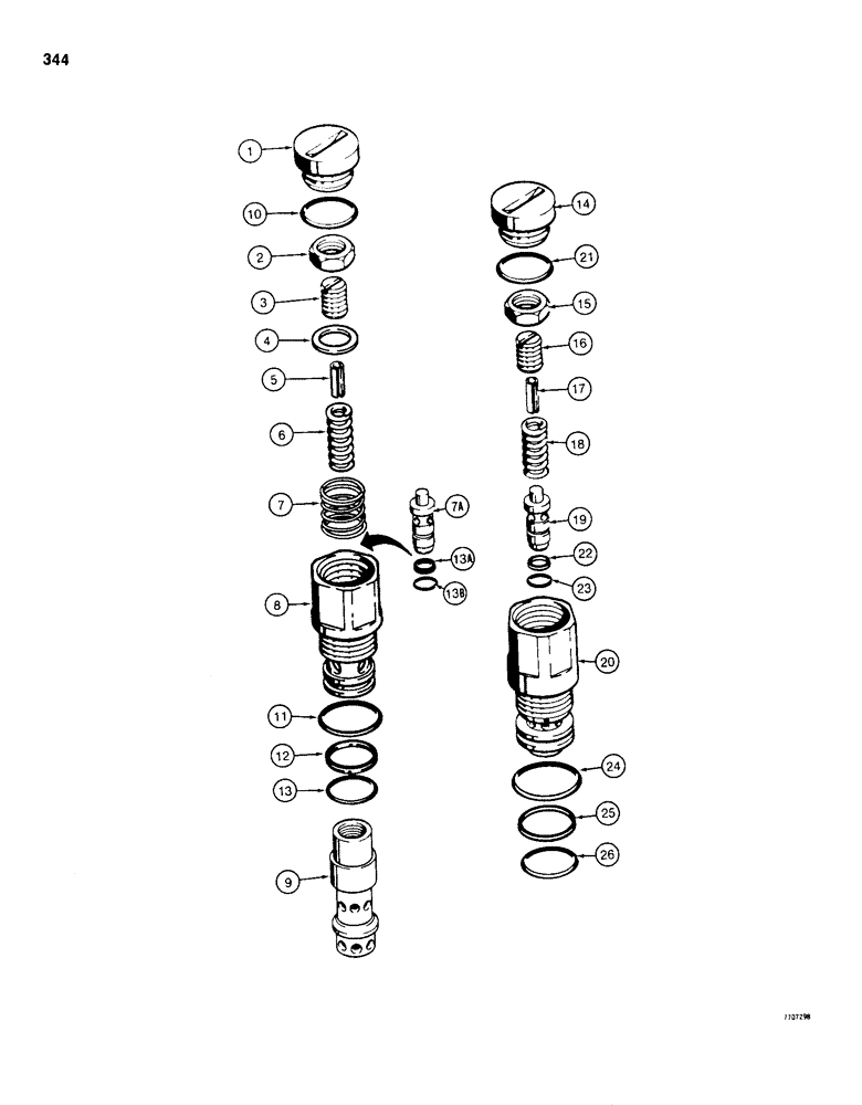 Схема запчастей Case 1155D - (344) - CIRCUIT RELIEF VALVES, CIRCUIT RELIEF AND ANTICAVITATION VALVES, CIRCUIT RELIEF VALVES (08) - HYDRAULICS