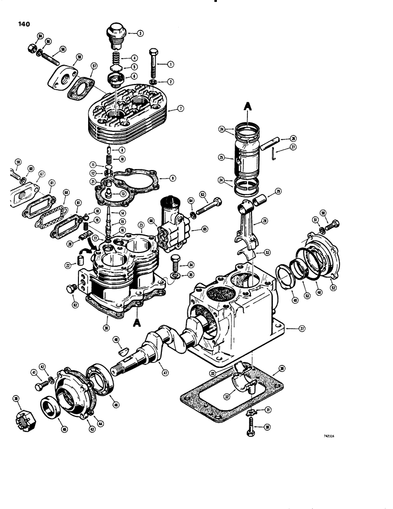 Схема запчастей Case W20 - (140) - L57774 AIR COMPRESSOR, TU-FLO-400 (07) - BRAKES