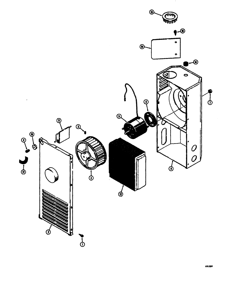 Схема запчастей Case W26B - (318) - L16339 CAB HEATER BEFORE TRACTOR SN 9107522 (09) - CHASSIS