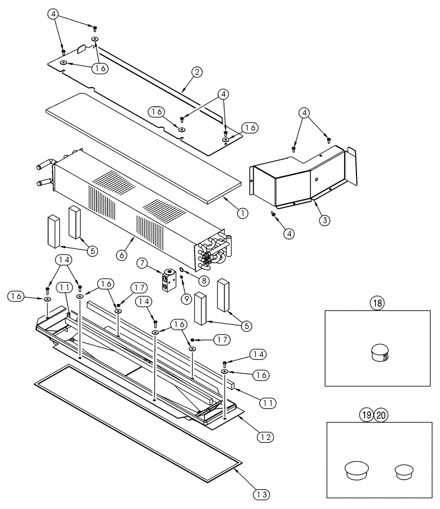 Схема запчастей Case 621D - (09-47) - HEATER - AIR CONDITIONING CORE (09) - CHASSIS