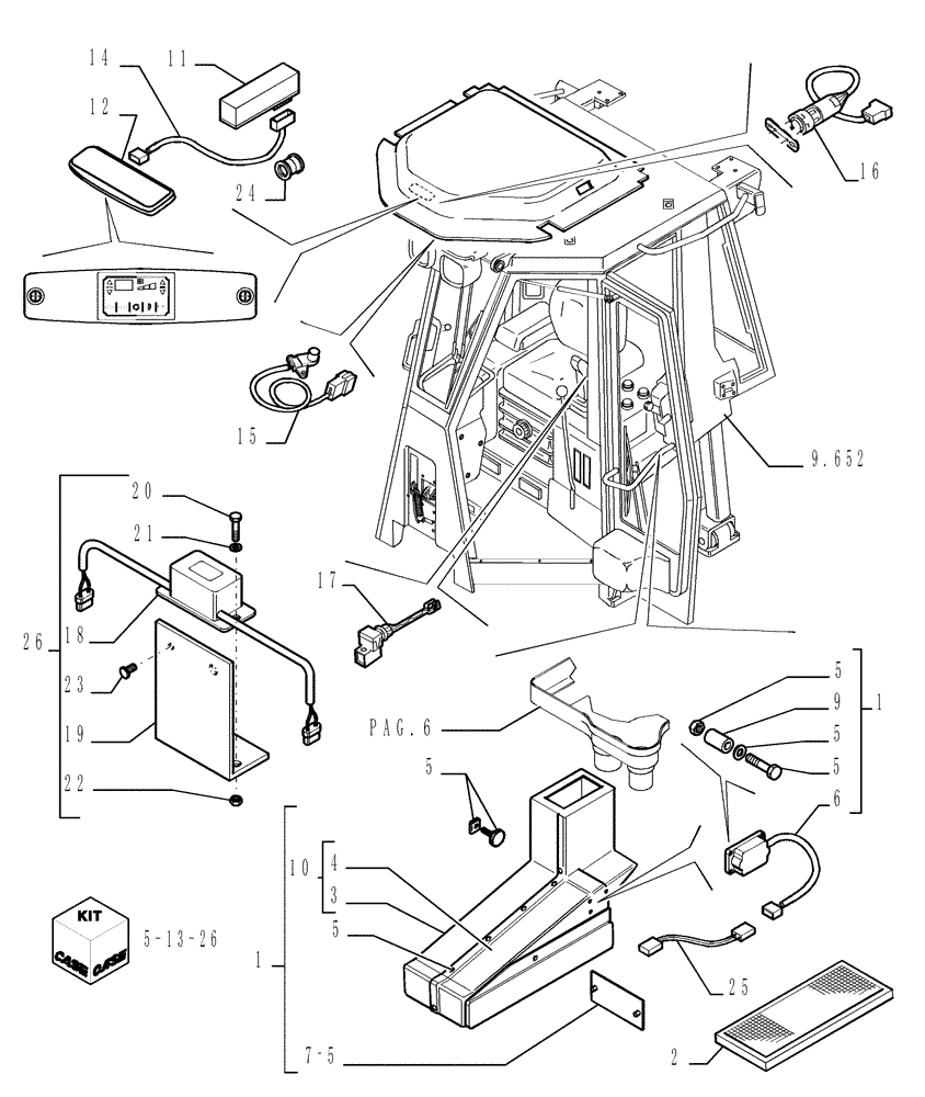 Схема запчастей Case 1850K - (9.653[08]) - ROPS CAB WITH CONDITIONER - OPTIONAL CODE 784110191 (19) - OPTIONS