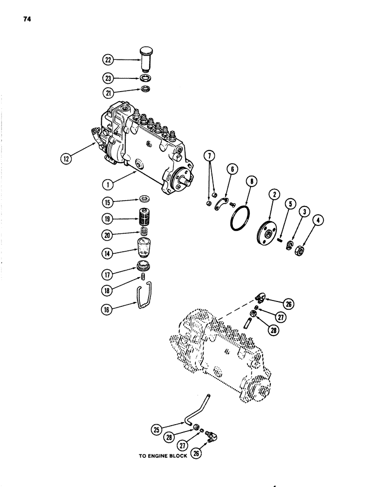 Схема запчастей Case 1080 - (074) - FUEL INJECTION PUMP, 504BDT DIESEL ENGINE (10) - ENGINE