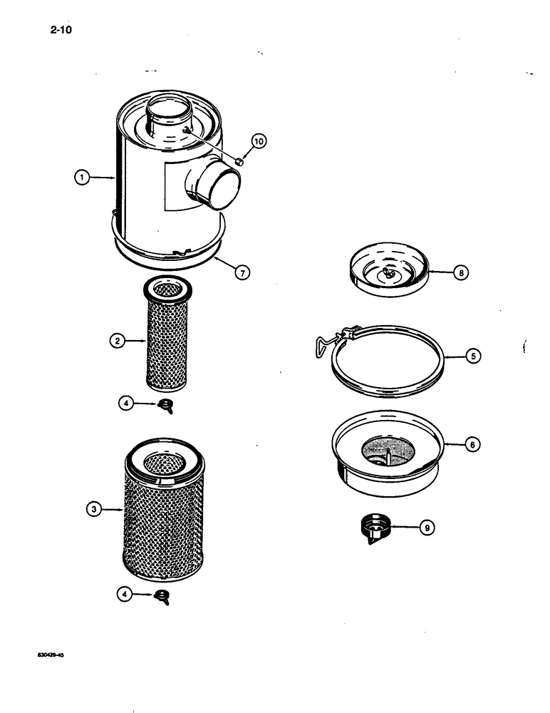 Схема запчастей Case 1187C - (2-10) - AIR CLEANER ASSEMBLY (02) - ENGINE