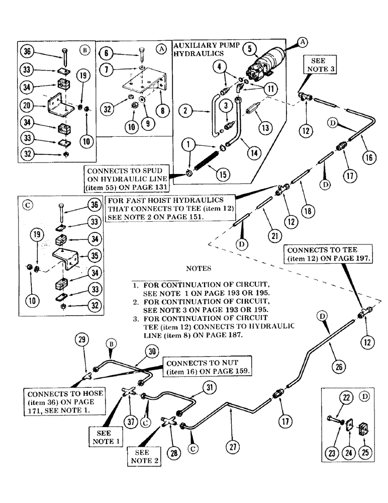 Схема запчастей Case 120 - (189) - PILOT PRESSURE CIRCUIT, RESERVOIR TO PUMP TO VALVES, INCLUDES AUXILIARY PUMP HYDRAULICS (35) - HYDRAULIC SYSTEMS
