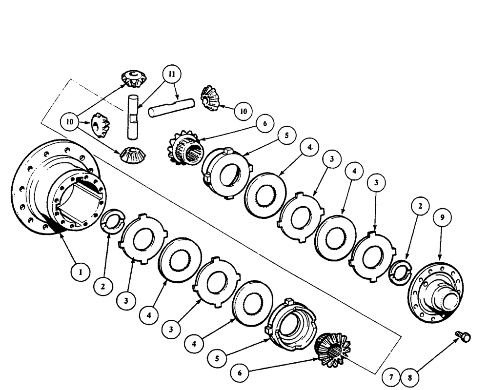 Схема запчастей Case 325 - (2.369A[04]) - INTERMEDIATE AXLE - DRIVE (11) - AXLES/WHEELS