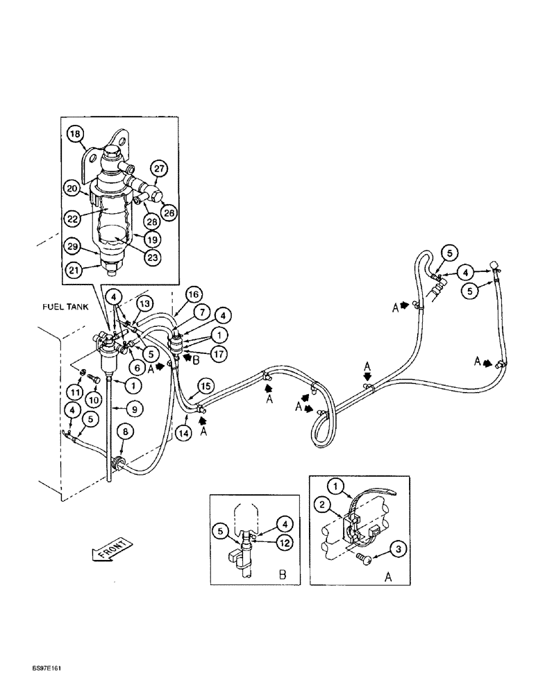 Схема запчастей Case 9010B - (3-006) - FUEL LINES, P.I.N. DAC01#2001 AND AFTER (03) - FUEL SYSTEM
