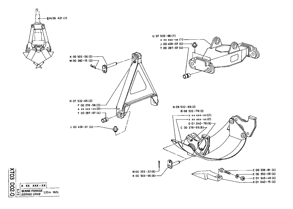 Схема запчастей Case 75C - (XT03 D02.0) - BORING GRAB - 1,20 M 160 L (18) - ATTACHMENT ACCESSORIES